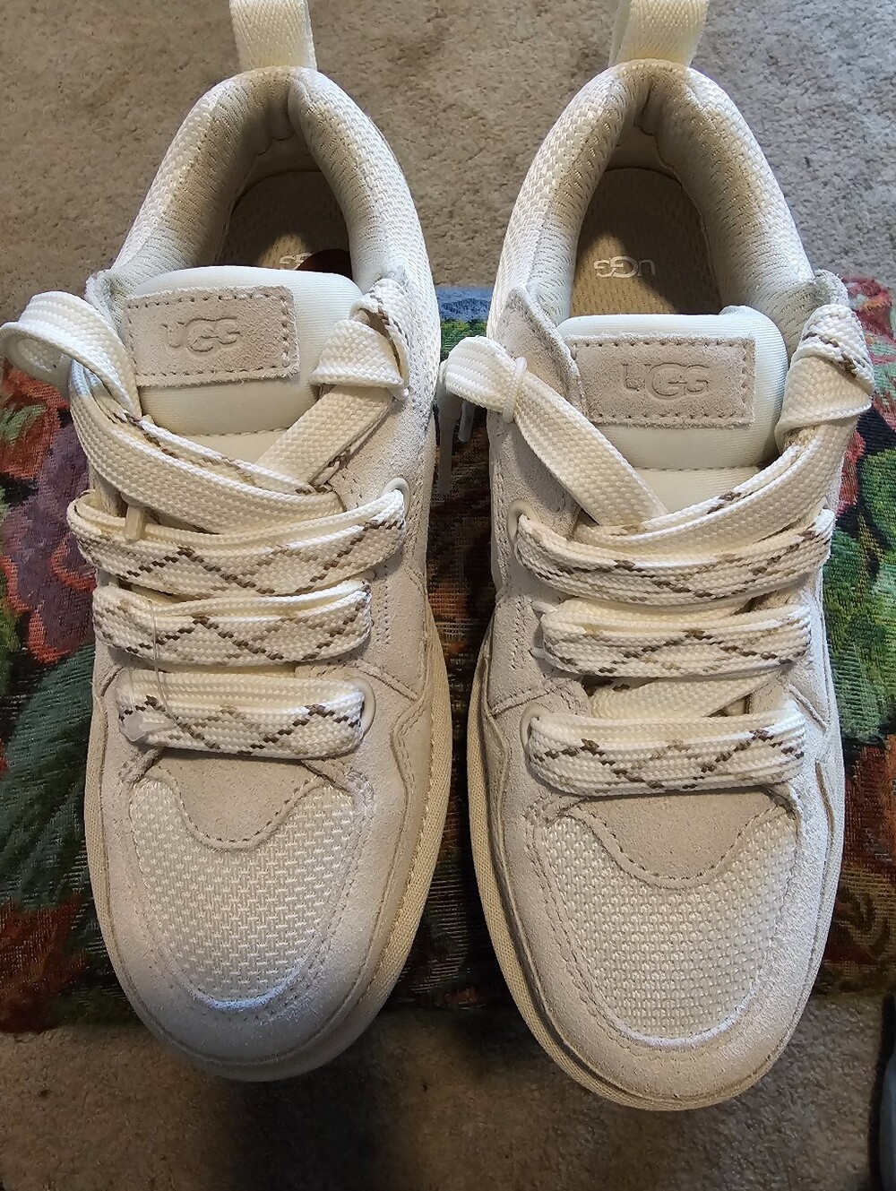 UGG Lo Lowmel Jasmine Low Top Lace-Up Sneakers Beige/Cream Breathable Mesh 8w